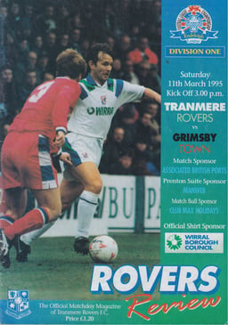 Tranmere Rovers v Grimsby Town Match Programme 1995-03-11